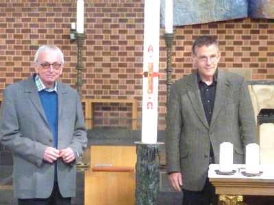 Pfarrer Heinz-Josef Biste und sein Kollege Till Hüttenberger freuen sich auf den ökumenischen Gottesdienst am 1. Juni, Foto: Mario Brumbi