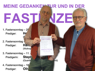 Aktions-Plakat, Hans-Willi Pastors predigt erstmals am 2. Fastensonntag und Gemeindereferent Christoph Habrich lädt ein, Foto: Mario Brumbi