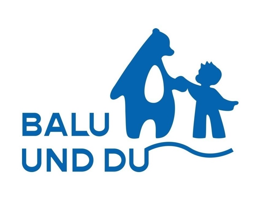 Logo vom Projekt - blauer Bär und Kind